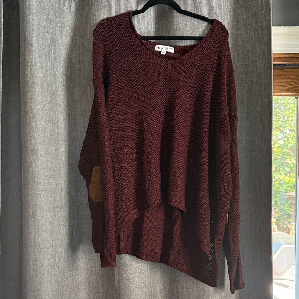 Meri Skye Women's Deep Red V-Neck Sweater 5 X